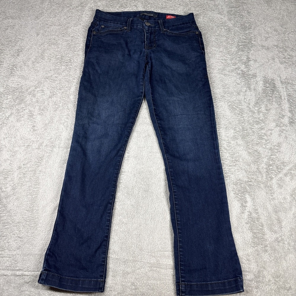 Level 99 Women's Navy Blue Stretch Mid-Rise Lily‎ Skinny Straight Jeans Size 27